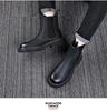 Men's High-Top Genuine Leather Martin Boots - Yellow, Thick Sole, Lightweight, Elastic Slip-On, Warm, Casual Work Boots for Autumn and Winter.