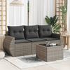 VidaXL Garden Lounge Set 4 Pcs with Grey Cushions Wicker 3253407
