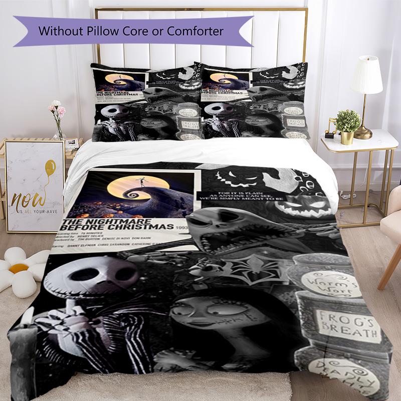 Christmas Nightmare Bedding Set Breathable Duvet Cover with Pillowcases Decorative Bed Linen for Bedroom Home Decoration Birthday Gift