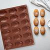 Silicone Baking Mold 18-Cavity Madeleine Pan Shell Shape Chocolate Mold Non-Stick Easy Release Temperature -40°C to 220°C Brown