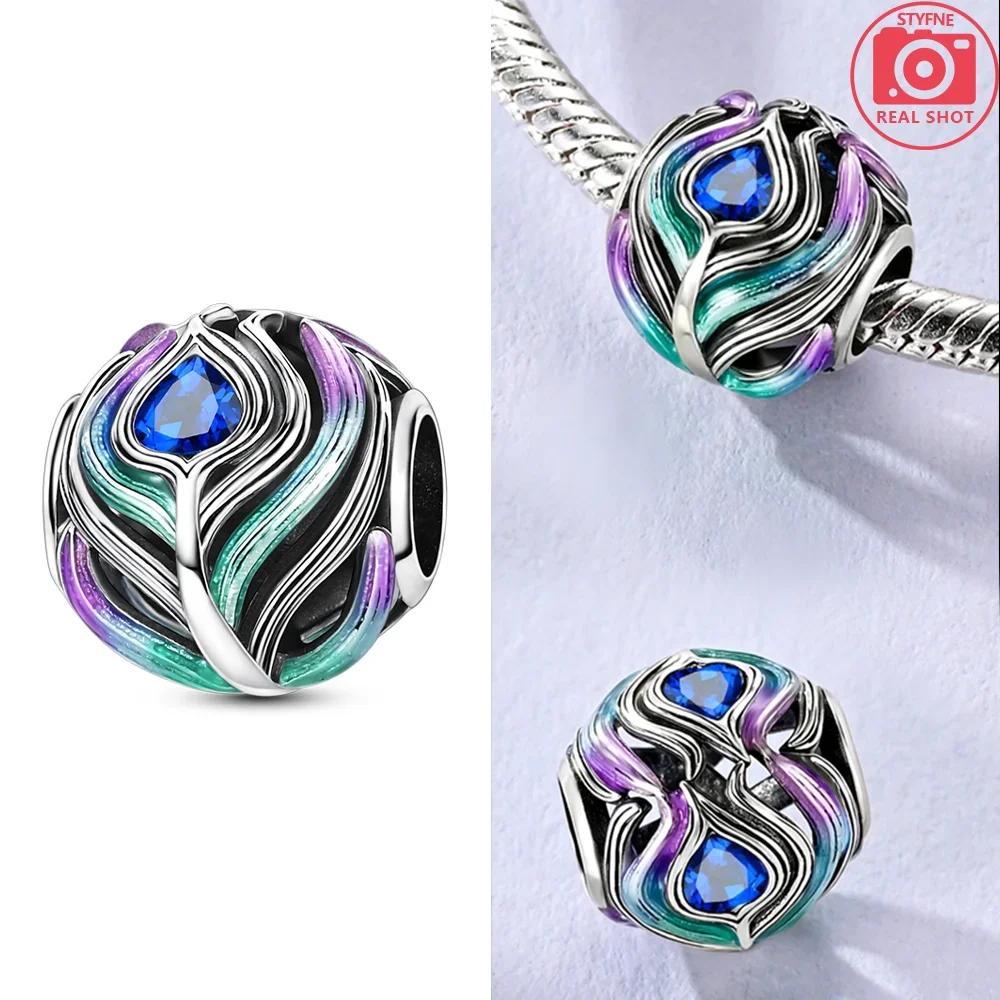 Original Butterfly Red Crab Crayfish Heart Blue Zircon Charm Beads Fit Braceletcopper Women Diy Fine Gift Jewelry Necklace