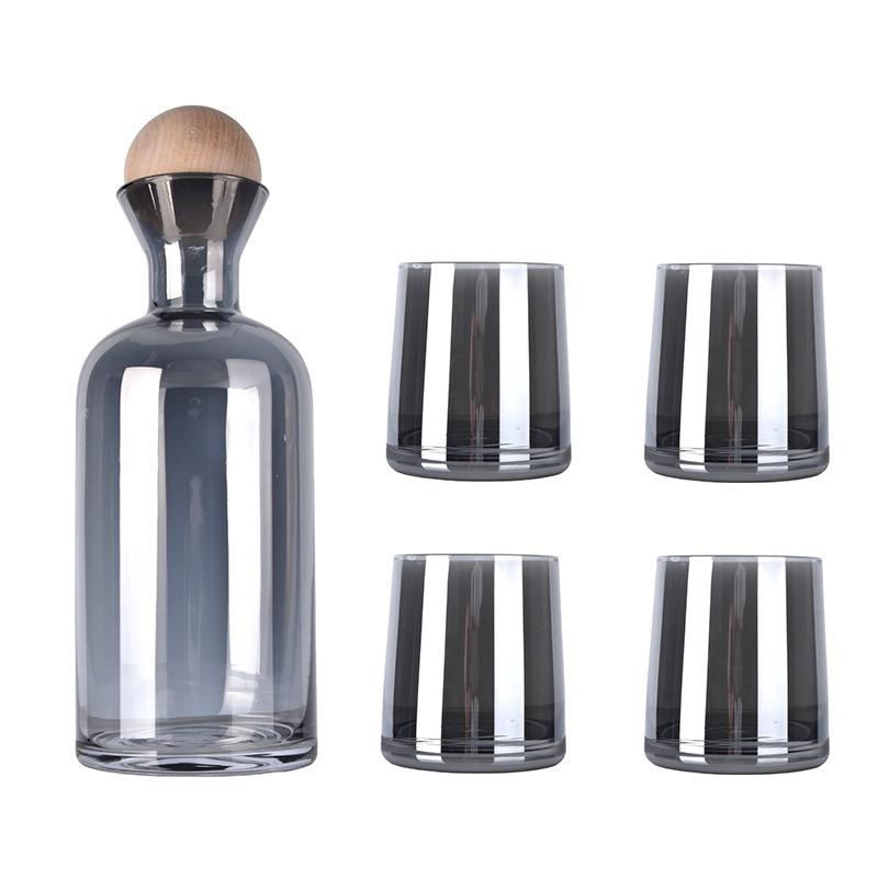 1,2l skleněná lahev na vodu sada hrnků 250ml kelímek na vodu s dřevěným víkem skleněná karafa domácí kancelář pití hrnek konvice na čaj džus hrnek na mléko