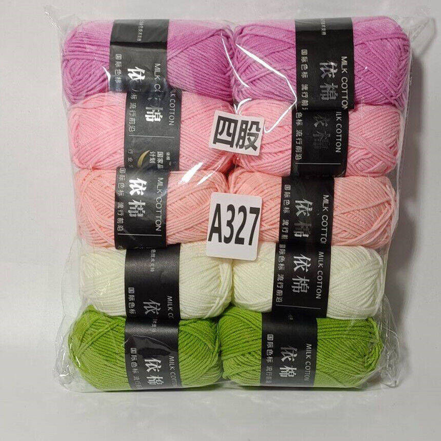 10pcs/set  500g Combed Milk Cotton 4-strands for Hand Woven Baby Yarn Ball DIY Bouquet Material Bag Doll Blanket Scarf
