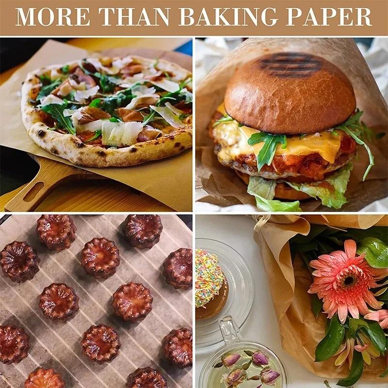 100 Pcs  Paper Food Grade Baking Sheets Non-Stick Oil-Proof  Baking Paper Oven Liner Sheet BBQ Pad for Baking and Barbecue Air Fryer Paper