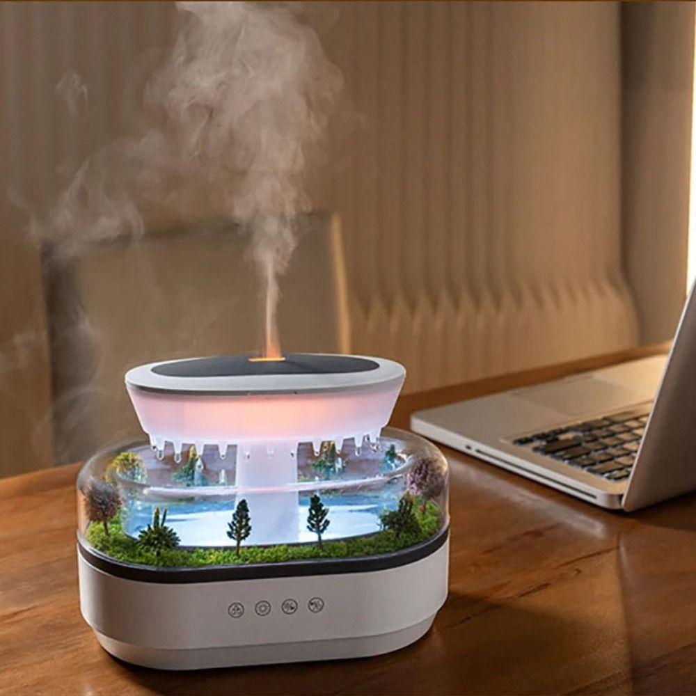 White Raindrop Air Humidifier Colorful Light Ultrasonic Fragrance Diffuser Aroma Humidifier  Home