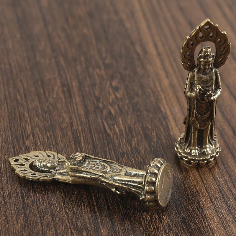 1Pc Handmade Guanyin Bodhisattva Buddha Statue - Buddhist Desktop Handicraft, Spiritual Home Office Altar Decoration