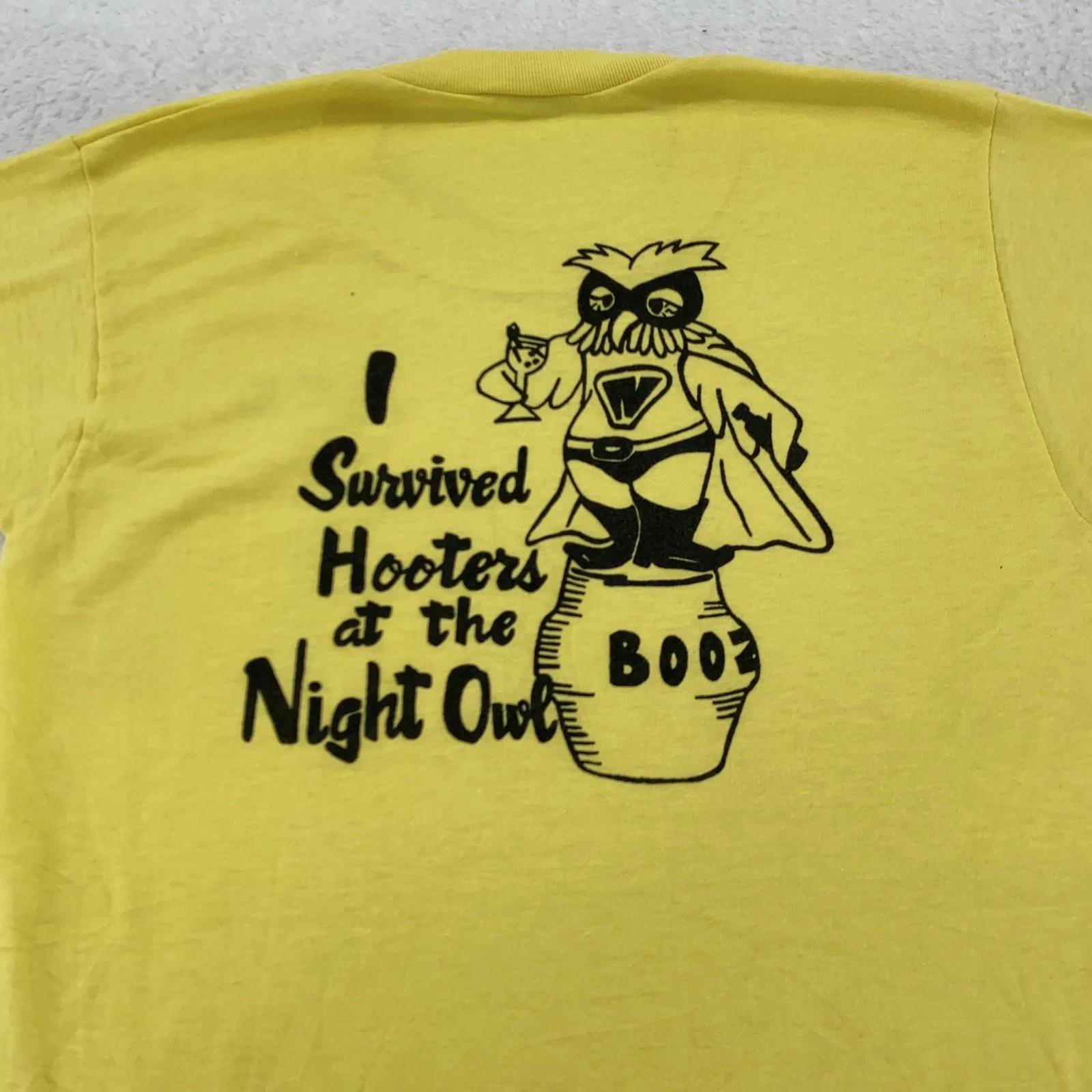 Vintage Night Owl T-Shirt Mens XXS Yellow Swoyersville PA Bar 80s beer S