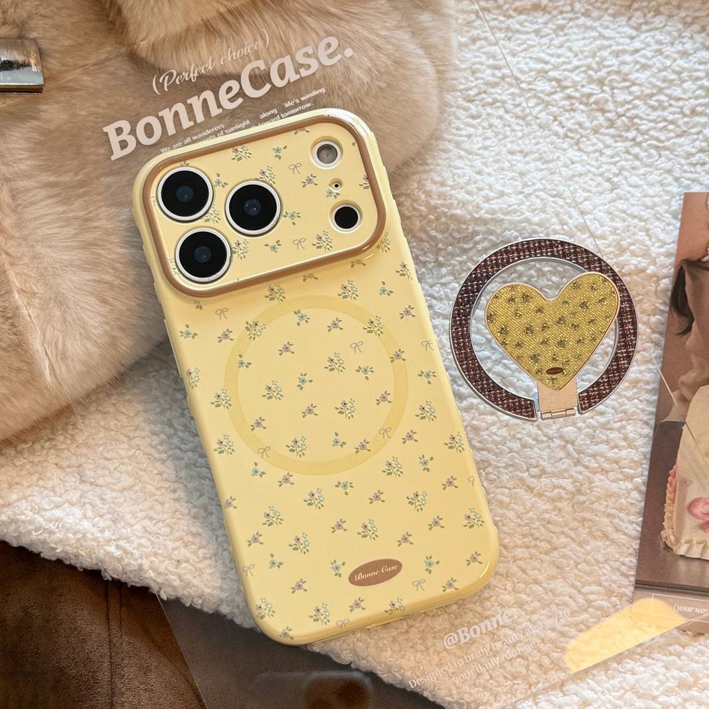 Small floral magnetic stand case suitable for Apple 17 Pro Max, iPhone 16 glitter, 13 fresh style, 15 soft
