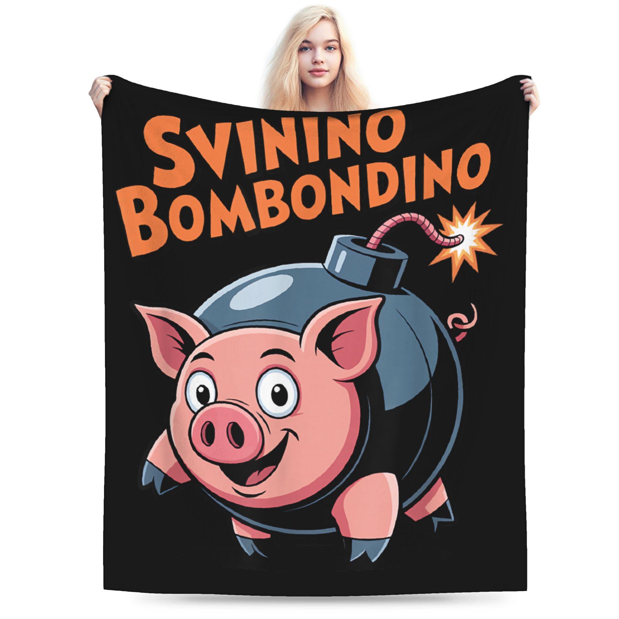 

Svinino Bombondino Vital Italian Brainrot Meme Flannel Blanket Soft Durable Bedding Throws for Couch Picnic Bedspread Bed Cover 75x90cm