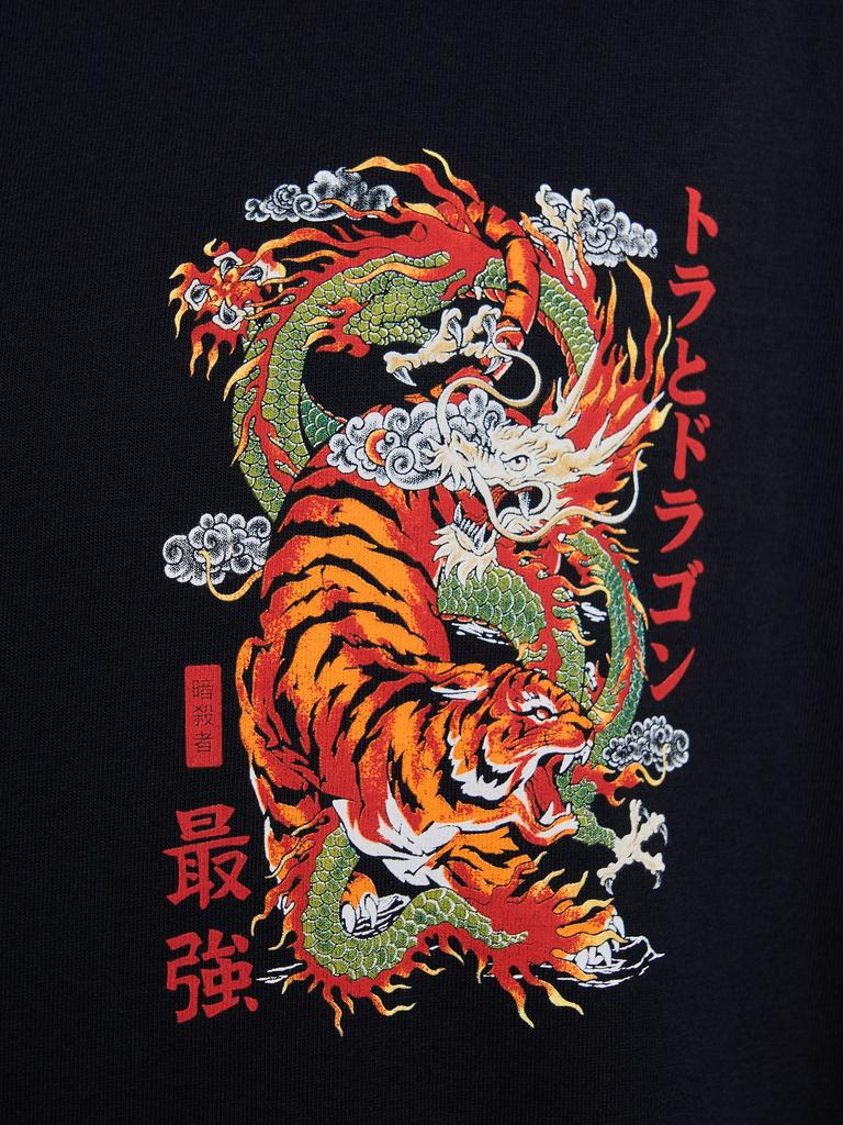 Tiger and Dragon Printed Short Sleeves Men Oversized Y2k Short Sleeve Fashion Casual Streetwear Harajuku Female Male Clothing