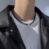 Premium Stainless Steel Men's Necklace Natural Tiger's Eye Stone Map Stone Beaded OT Buckle Necklace