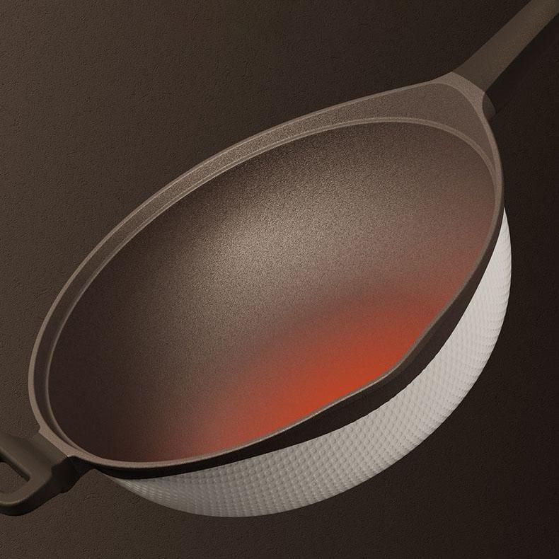 Frigideira de argila natural, antiaderente, doméstica, sem fumaça, duas cores, fogão de indução, fogão a gás aplicável