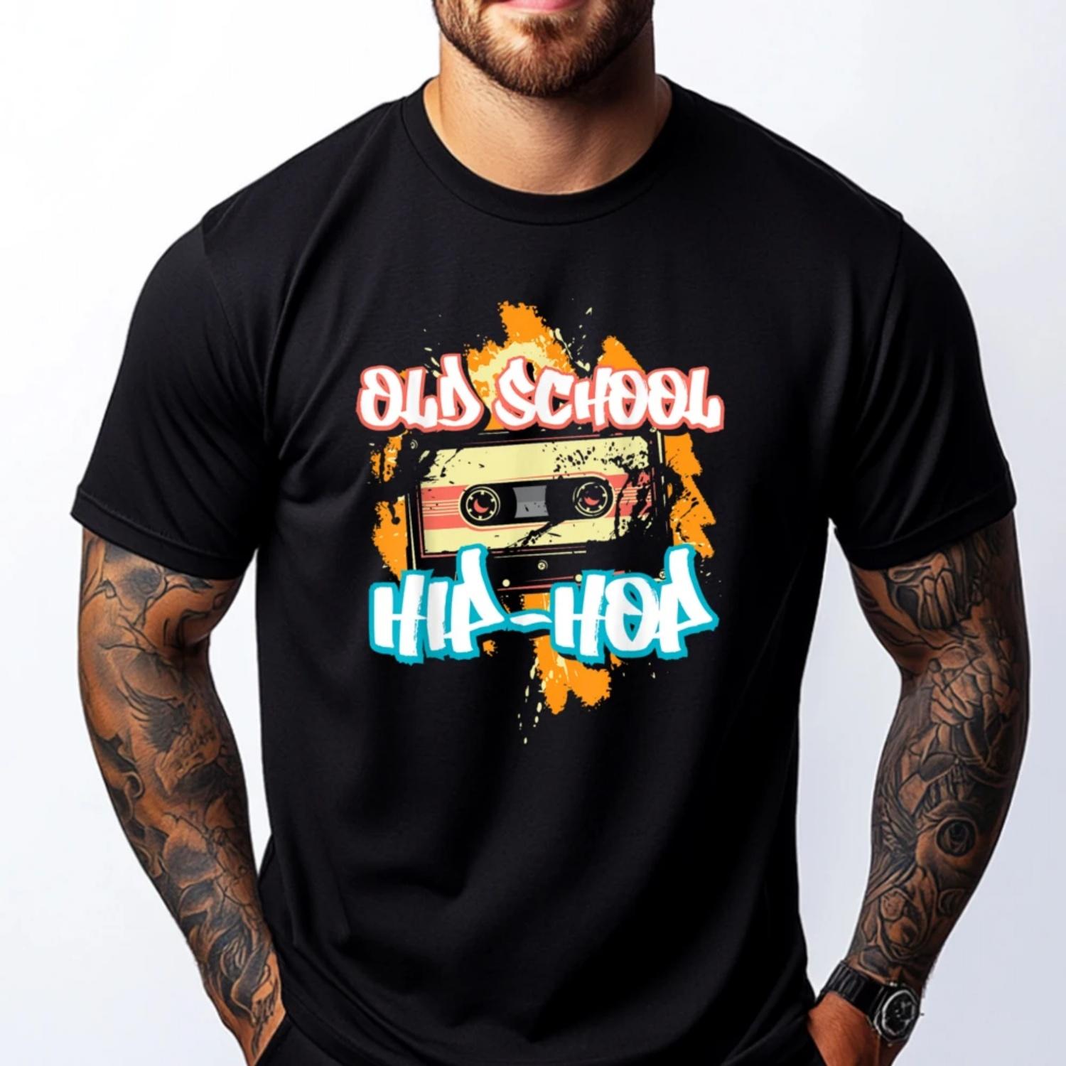 

Retro Old School 80s 90s Graffiti Cassette Funny Shirts Unisex Short Sleeve T-Shirt Big And Tall S чёрный