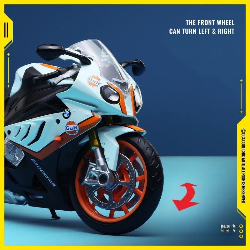 1/12 BMW S1000RR Gulf Oil Die Cast Motorcycle Model Toy Vehicle Collection Autobike Shork-Absorber Off Road Autocycle Toys Car