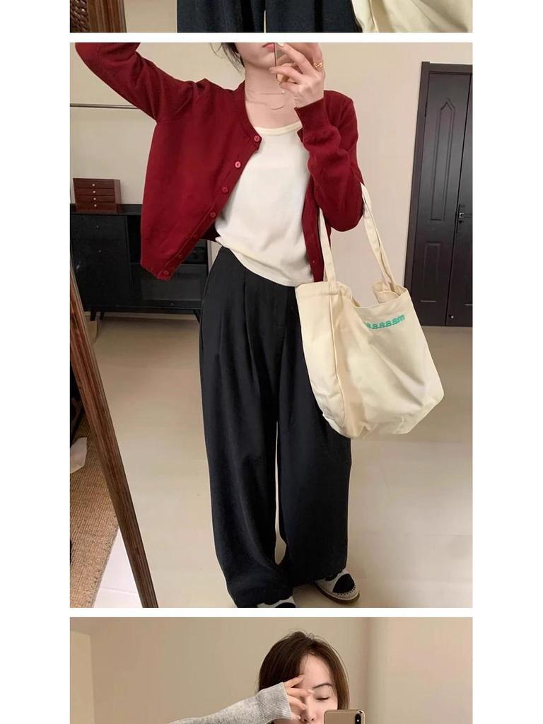 2025 Spring Korean Style Women's Slimming Knit Cardigan - Versatile, Round Neck