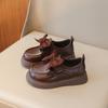 New Children's Leather Shoes Spring Autumn Black Girl Shoes Fashion Bowknot Kids Princess Mary Jane Shoes Flats School Versatile
