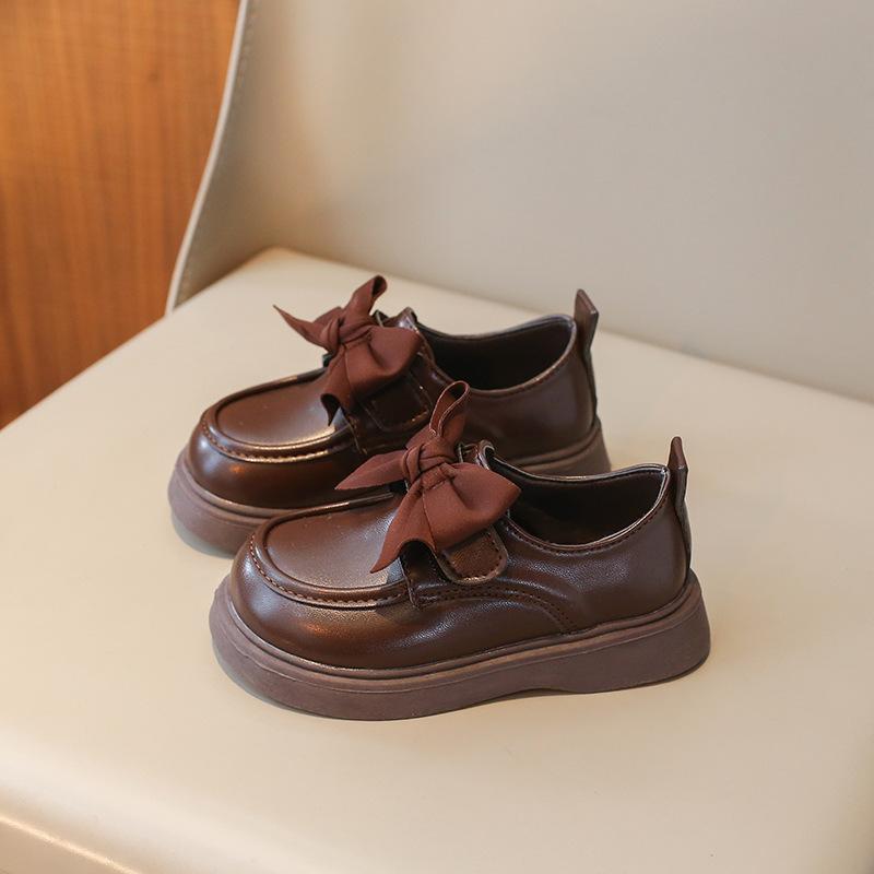 New Children's Leather Shoes Spring Autumn Black Girl Shoes Fashion Bowknot Kids Princess Mary Jane Shoes Flats School Versatile
