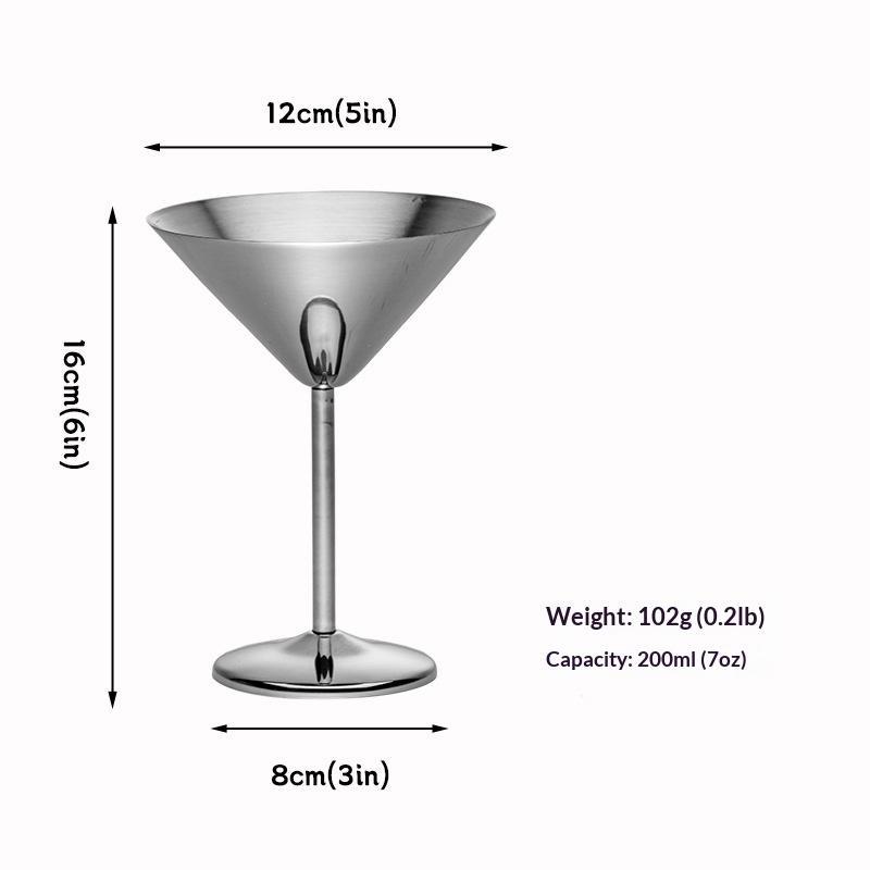 200Ml Stainless Steel Wine Glass Cocktail Goblet Red Wine Martini Creative Metal Wine Glass Champagne Cup For Bar Restaurant A2