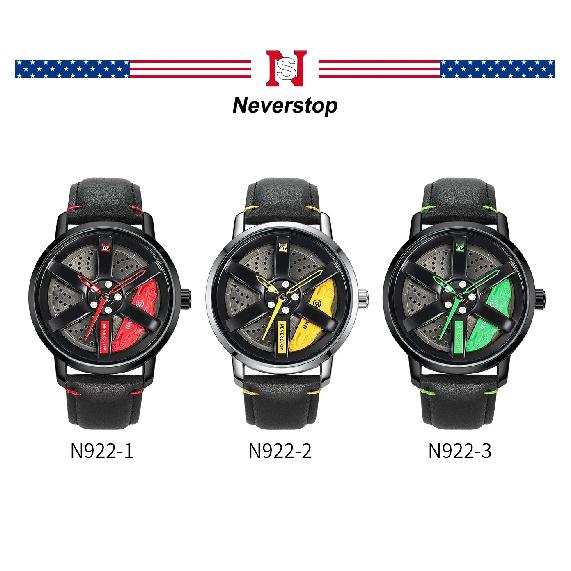 NS Men's Car wheel hub watch Minimalist Fashion Sports Watch Calendar Leather casual Quartz watch