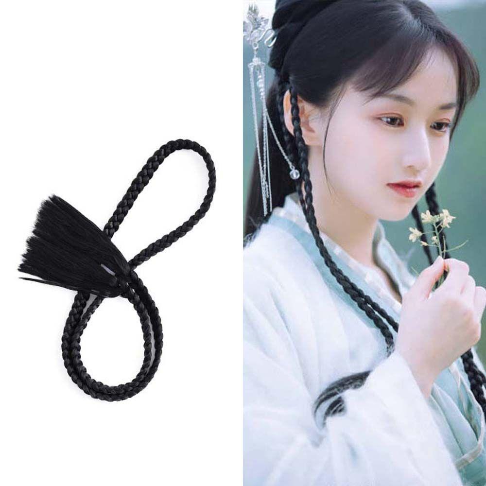 Vintage Headwear Braided Hair Rope Hanfu Cosplay Hair Pieces Long Braided Hair Twist Braid Wig
