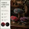 Drawstring Tartan Plaid Beret Y2K Newsboy Cap Casual Painter Hat  Autumn