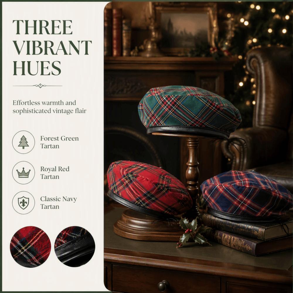 Drawstring Tartan Plaid Beret Y2K Newsboy Cap Casual Painter Hat  Autumn