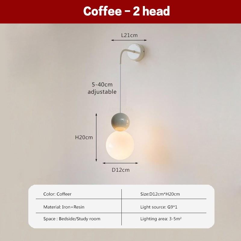 Nordic LED Wall Lamp Macaron Resin 2/3 Heads Lighting Fixtures Bedroom Living Room Study Room Indoor Decorative Luminaire Lustre