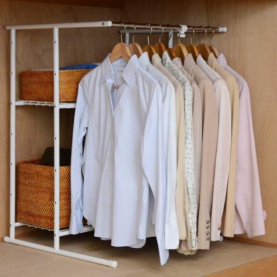 Suport pentru haine cu raft pentru dulap (Lăţime: 46-76 cm), Fildeș, OSM-2T(IV)