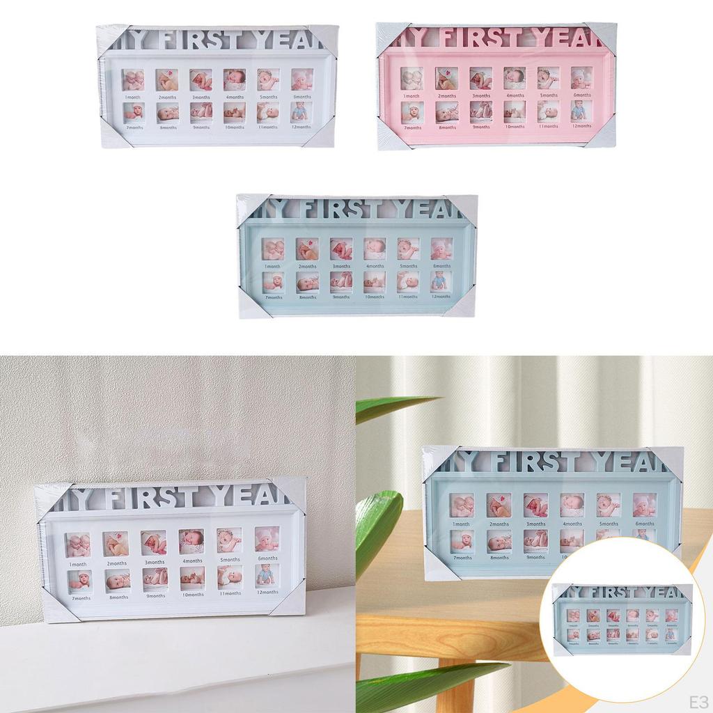 Babys First Year Picture Frame Milestone Photo Desktop Collage Album PVC Construction Suitable