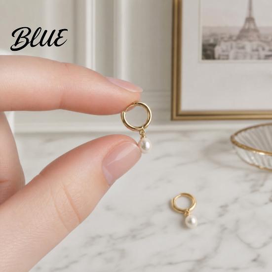 Stylish City Earrings 1 Pair Pearl for Women Small Hoop