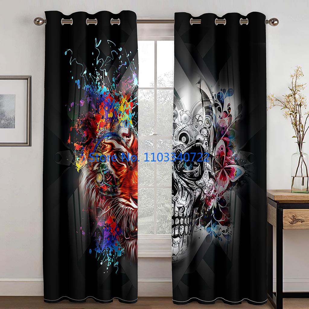 Anime Nightmare Before Halloween Christmas Jack Skeleton Window Curtain 184X215Cm 3D Print Blackout Curtains Bedroom Kids Gift