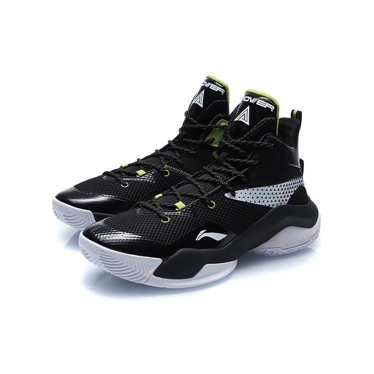 Li Ning Power 7 Cushioning Slip Resistant Abrasion Resistant High top Basketball Shoes Men's Black White ABPQ041-2