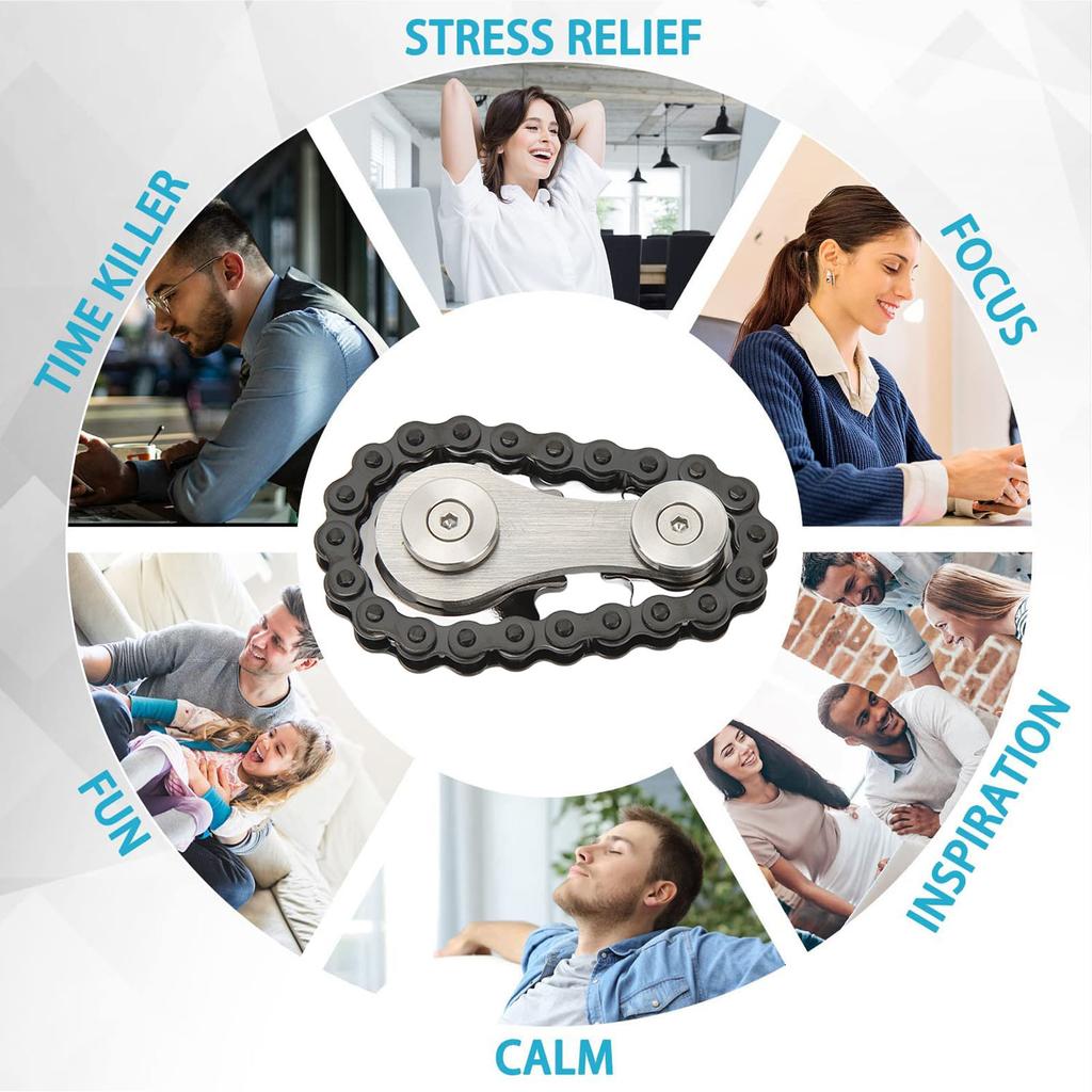 Detachable Fingertips Chains Sprockets Toys Stress Relief Stainless Steel Sensory Fingertips Bike Chains Toys for Travel