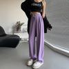 Women's Purple Ice Silk High-Waisted Wide-Leg Chiffon Pants - Summer Sun Protection, Loose Fit, Drapey Design.