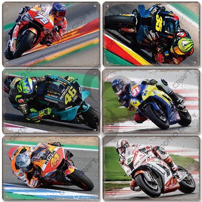 Motorcycle Racing Poster Vintage Metal Plate Racer Athlete Metal Tin Signs Retro Wall Decor Club Pub Bar Man Cave