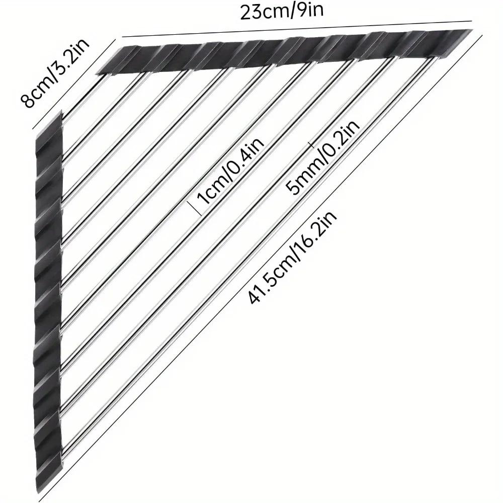 

Collapsible Triangular Coil Drying Rack for Small Sink Corners Sink Kitchen Drainer, Rust-proof Organizer, Tripod and Shelf чёрный