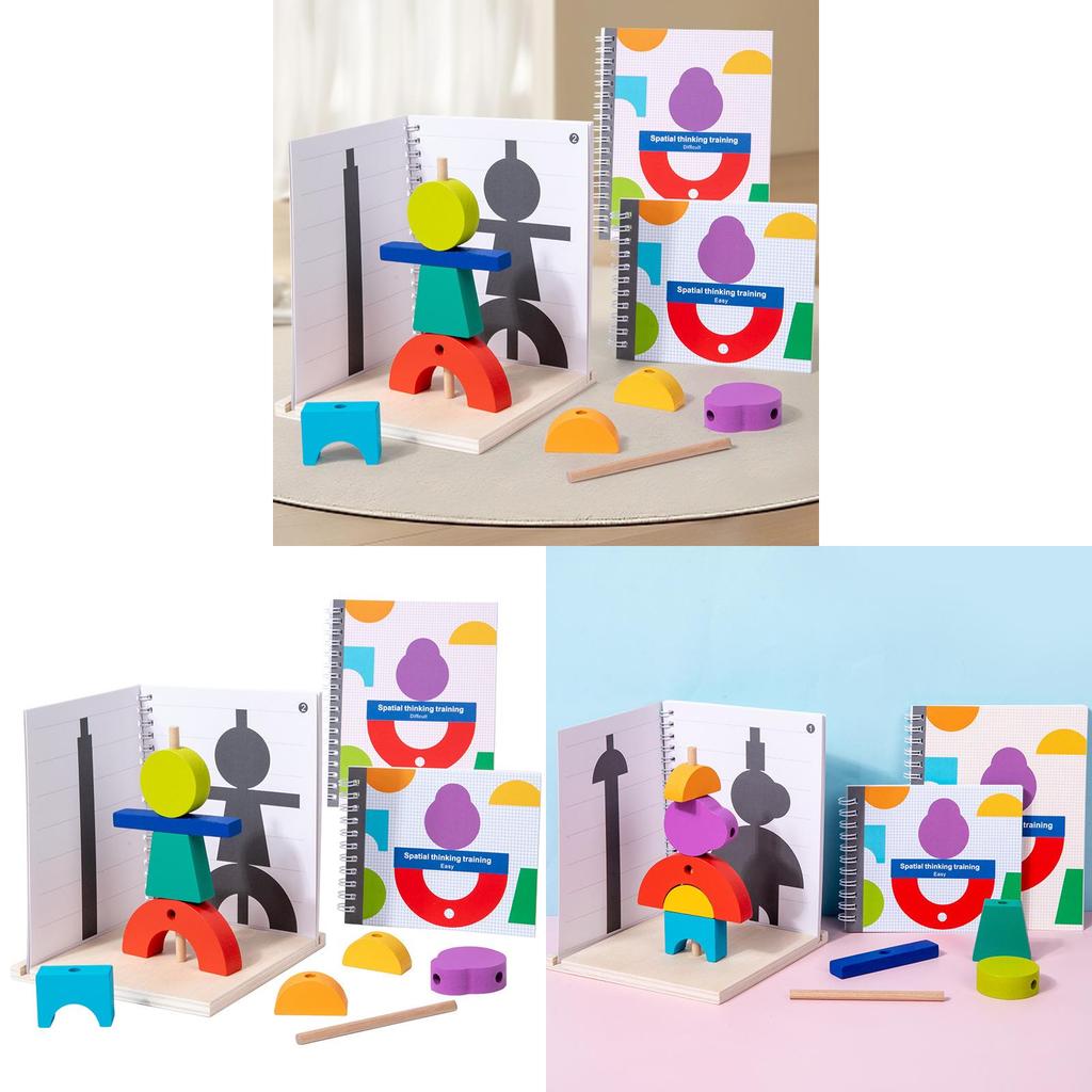 Wooden 3d Space Building Blocks With Mirrored Projection For Kids Educational Play