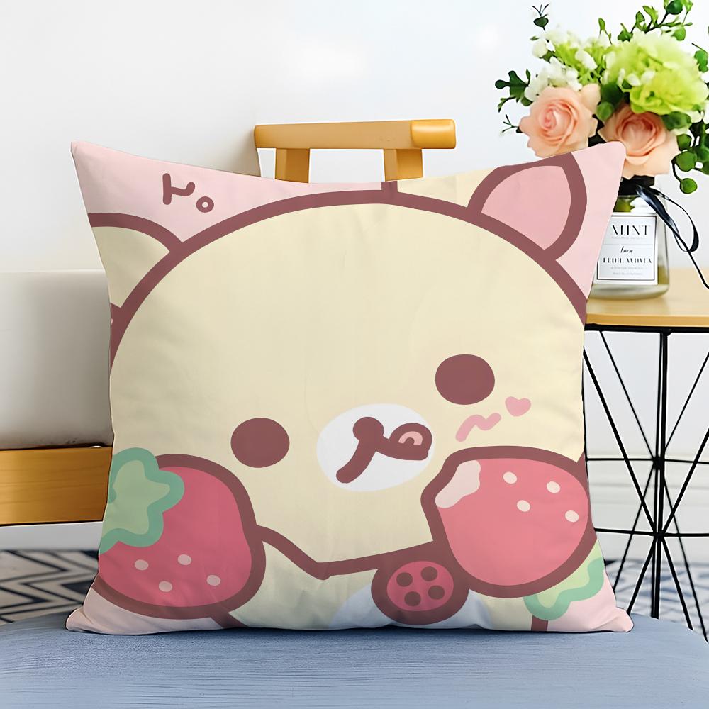RRilakkuma Cushion Cover Washable Linen Pillowcase Soft  for Sofa Bed Cozy Home Room Decor