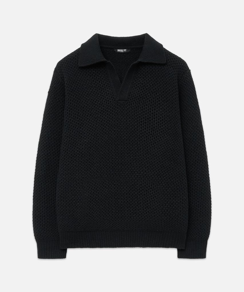 DRAW FIT Oversized Pique Waffle Knit [Black]
