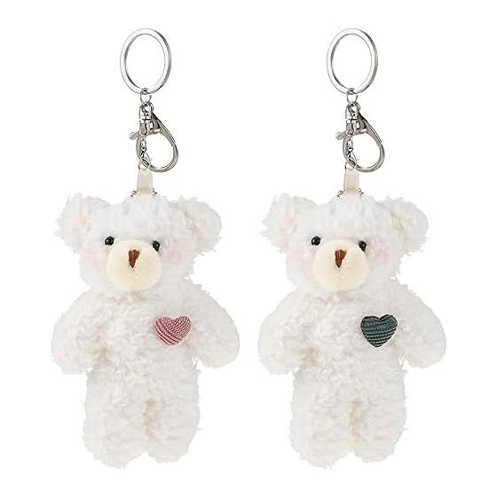 

[CALLARON] Keychain Bear Plush Toy Pair 2 Piece Set Key Chain Fluffy Bear Keyring Toy Children Smas Birthday Gift