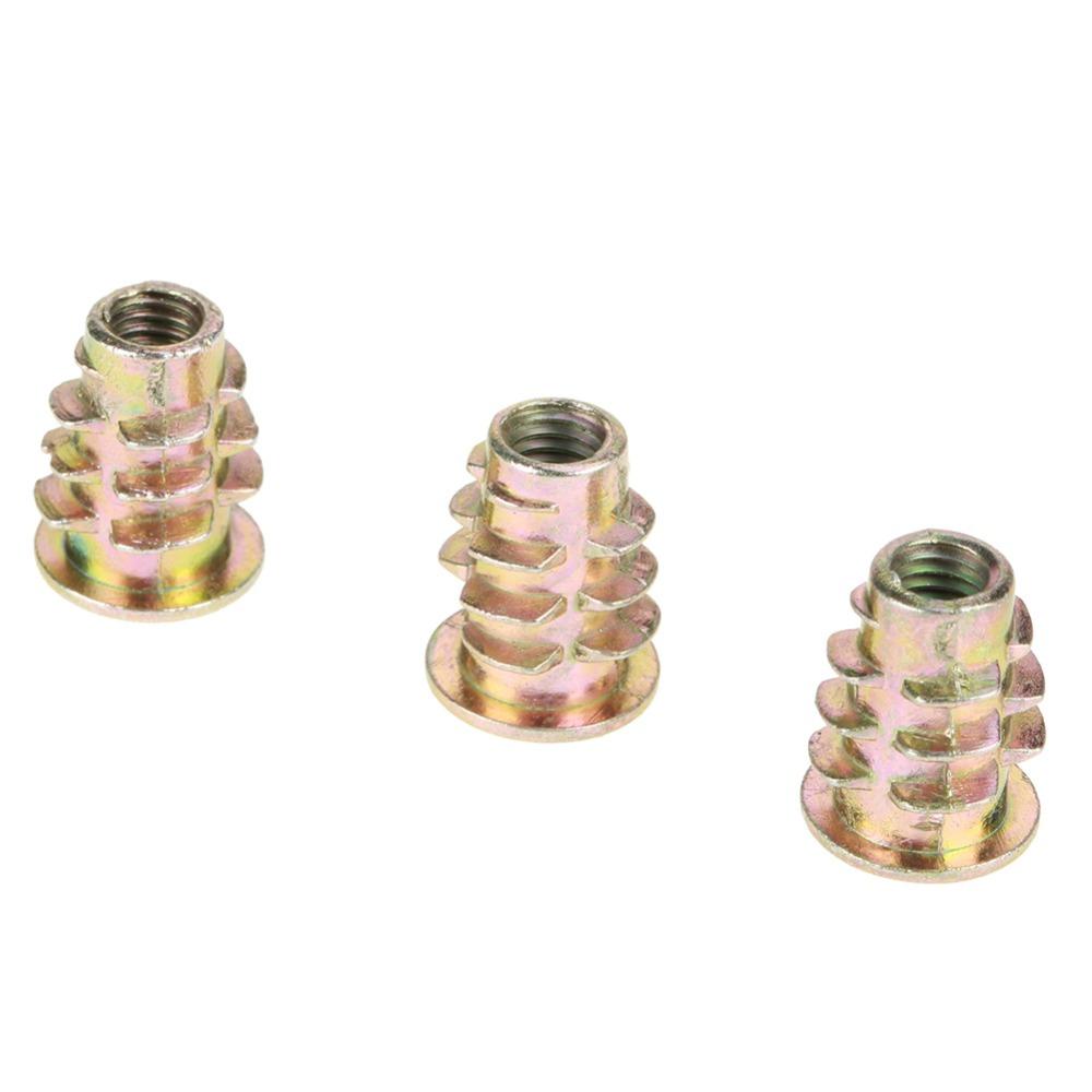 50Pcs Hex Drive Threaded Inserts Zinc Alloy Wood Insert Nuts Hex Drive Head Nuts  Threaded for Wood