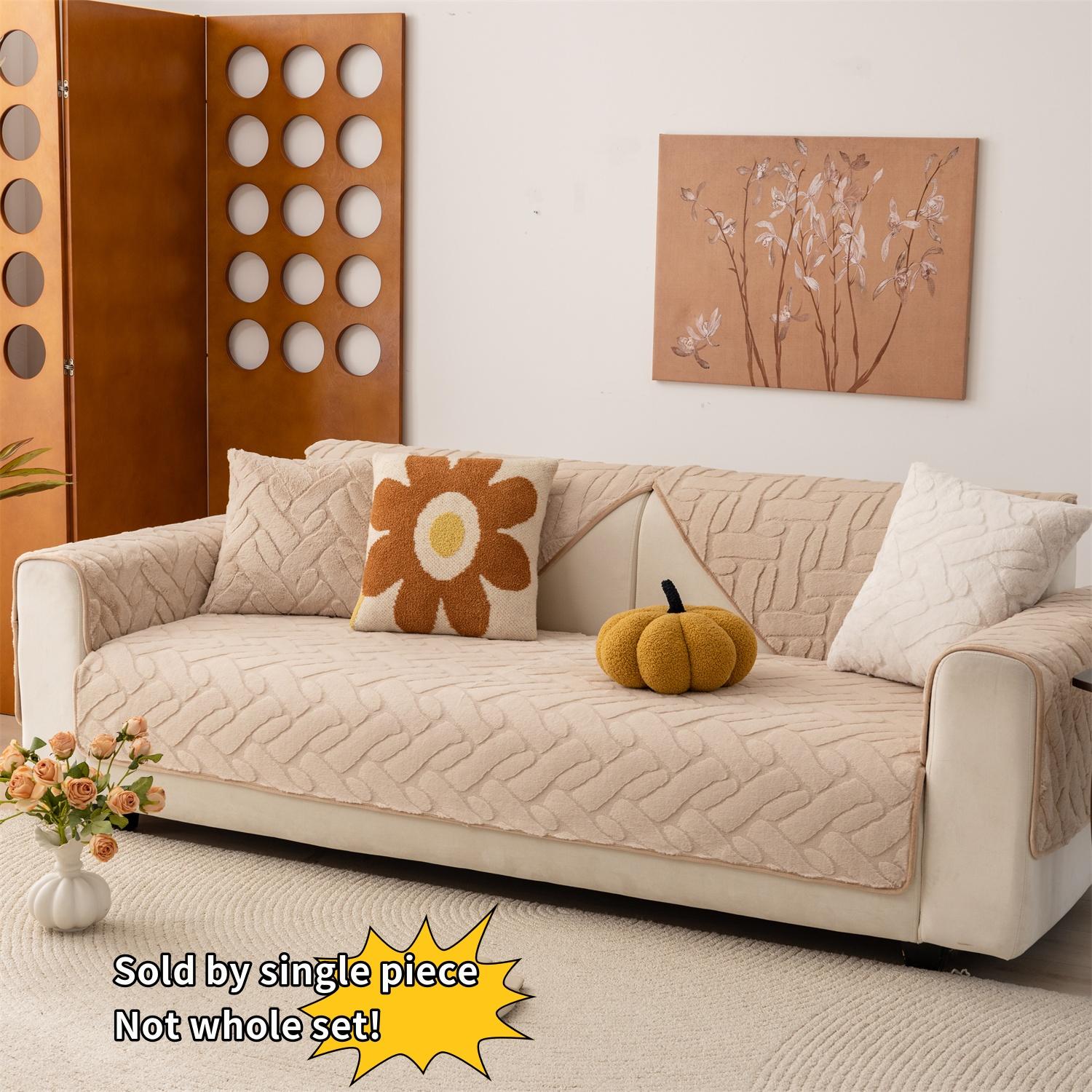 1 шт искусственный мех кролика теплый зимний чехол для дивана имитация чехлов для дивана вровень с поверхностью для декора гостиной противоскользящий чехол для подушки Pillow Cover-45x45cm хаки 1980₽