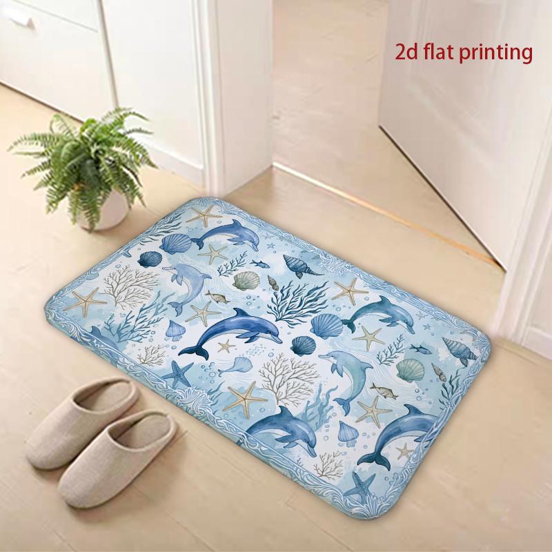 Oceanic Dolphins Pattern Mat Living Room Decoration Home Sofa Non-Slip Carpet Study Bedroom Tatami Children'S Soft Floor Mat