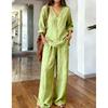 2026 Spring European and American Foreign Trade New Women's Fashion Casual Top Wide-Leg Long Pants Two-Piece Set