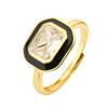 HECHENG,New Pink Stone Ring For Women Zircon Enamel Rectangle Rings for Ladies Fashion Sweet Jewelry Open Size