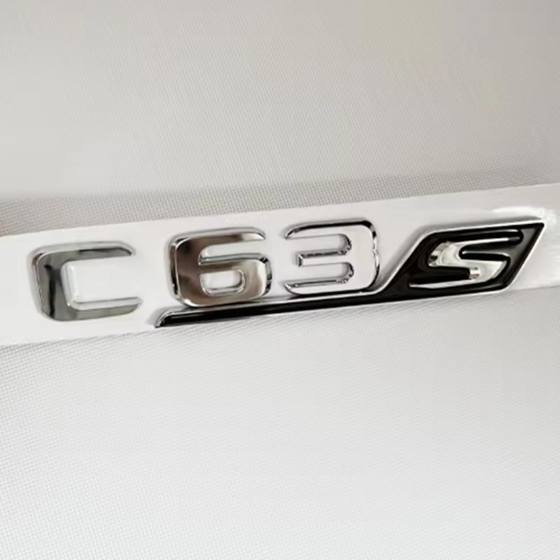 MLAI6 ABS Chrome C63 Logo V8 BITURBO Badge Car Rear Star Sticker Trunk AMG Emblem For Mercedes Benz C63 AMG W205 C205 Accessories