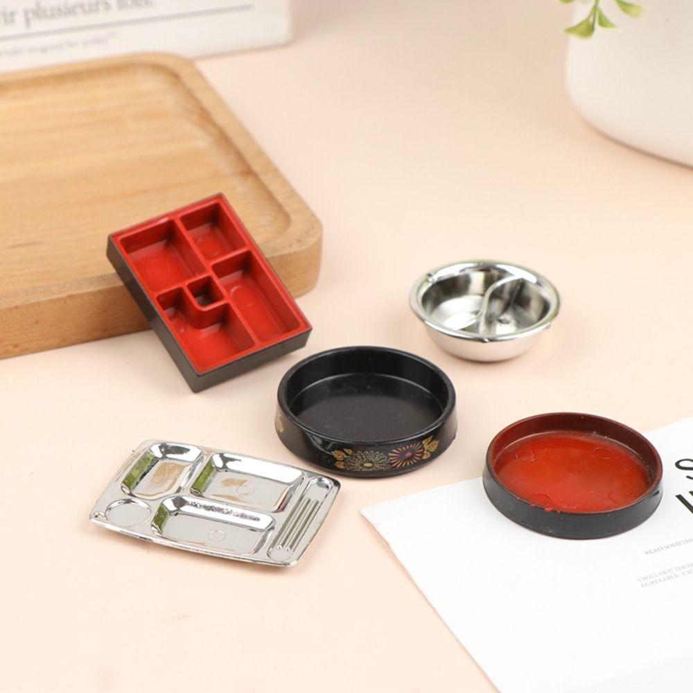 

Pot Mini Tableware Toy Miniature Pretend Play Cooking Toys Play House Doll House Decor black-sushi plate