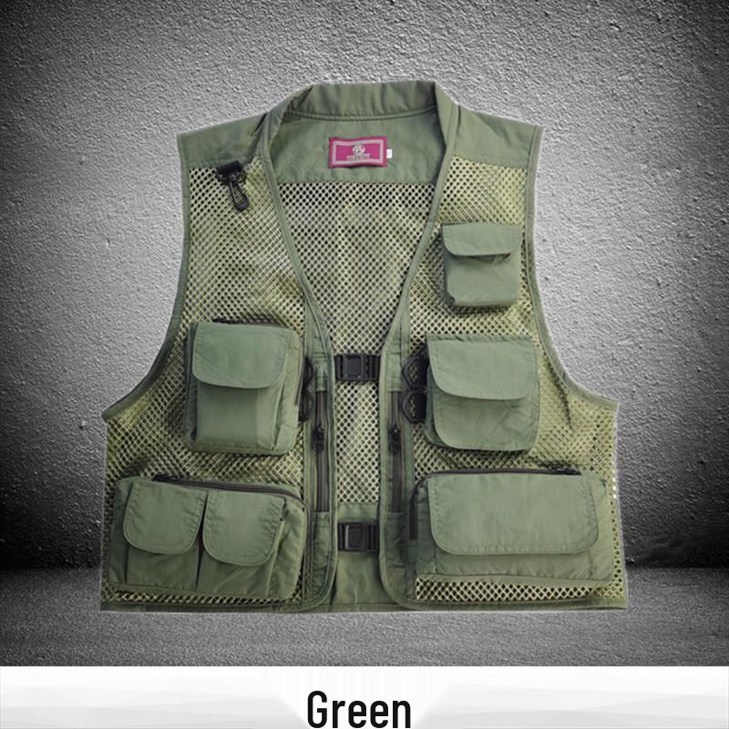 Men's Breathable Multi-Pocket Workwear Vest - Customizable Logo for Outdoor Volunteers