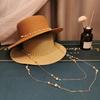 With Seashell Beaded Chain Straw Hat Sun Protection Sunshade Hat New Sunscreen Hat  Women Girls