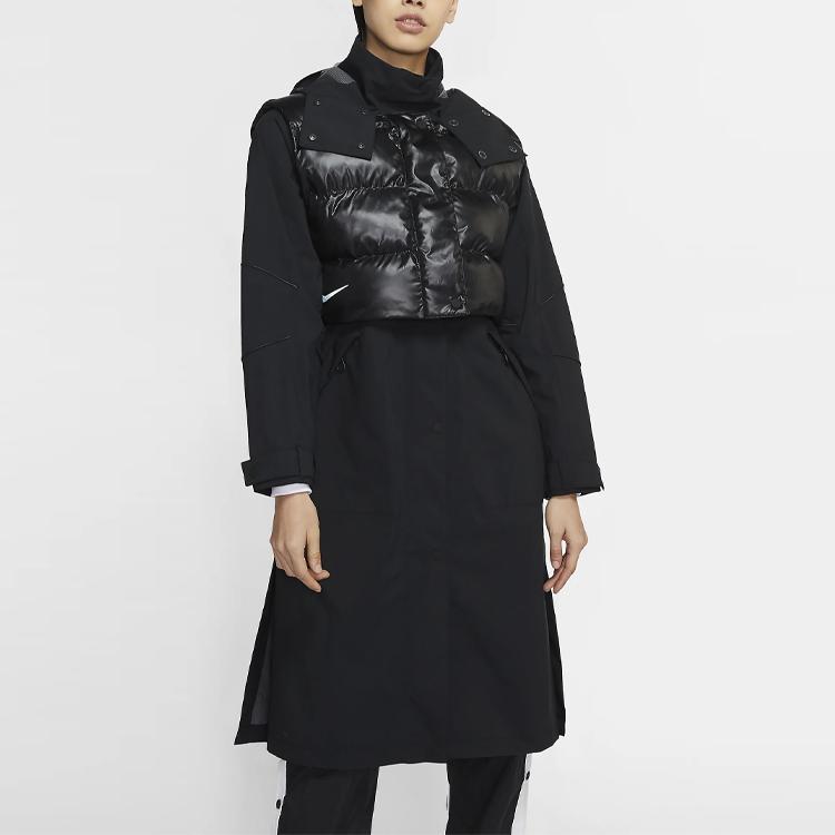 Nike City Ready Hooded Wind And Water Resistant Long Jacket With Vest Women Outerwear Black CJ4019-010